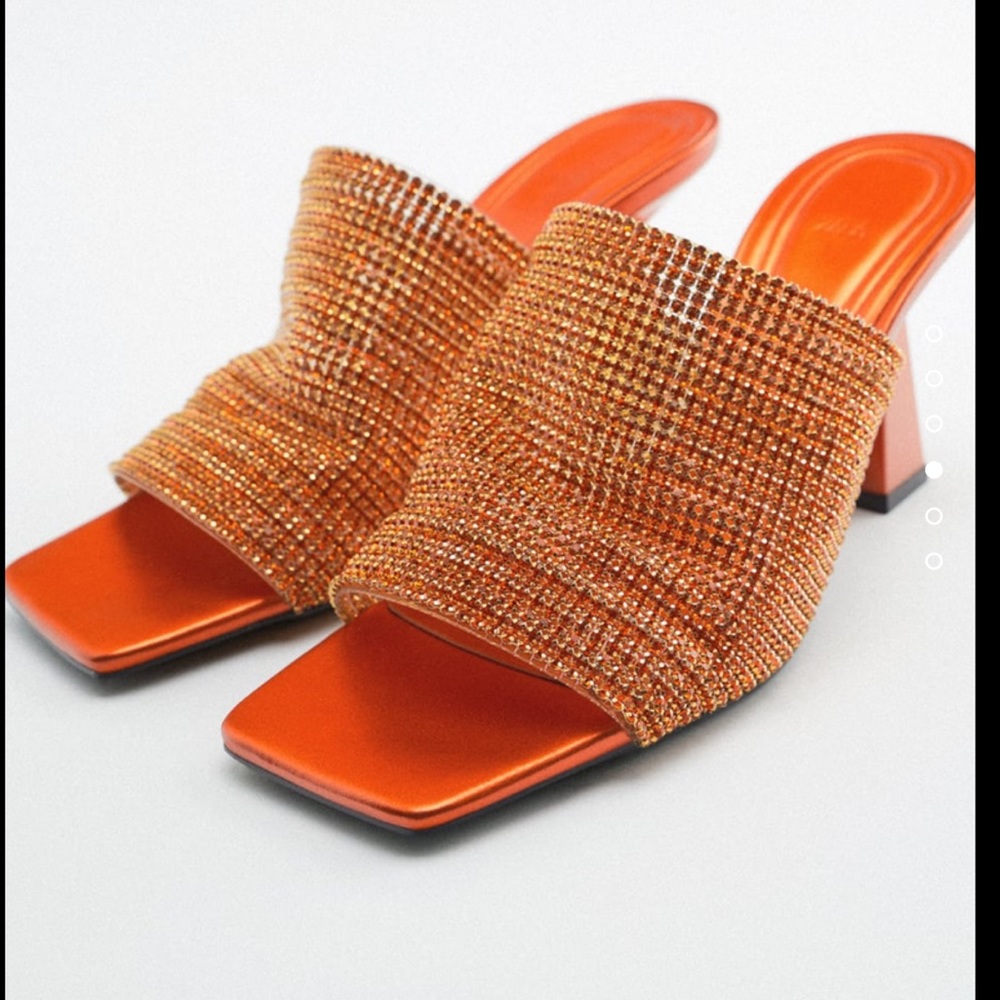 Zara RHINESTONE HIGH HEEL SANDALS size 8